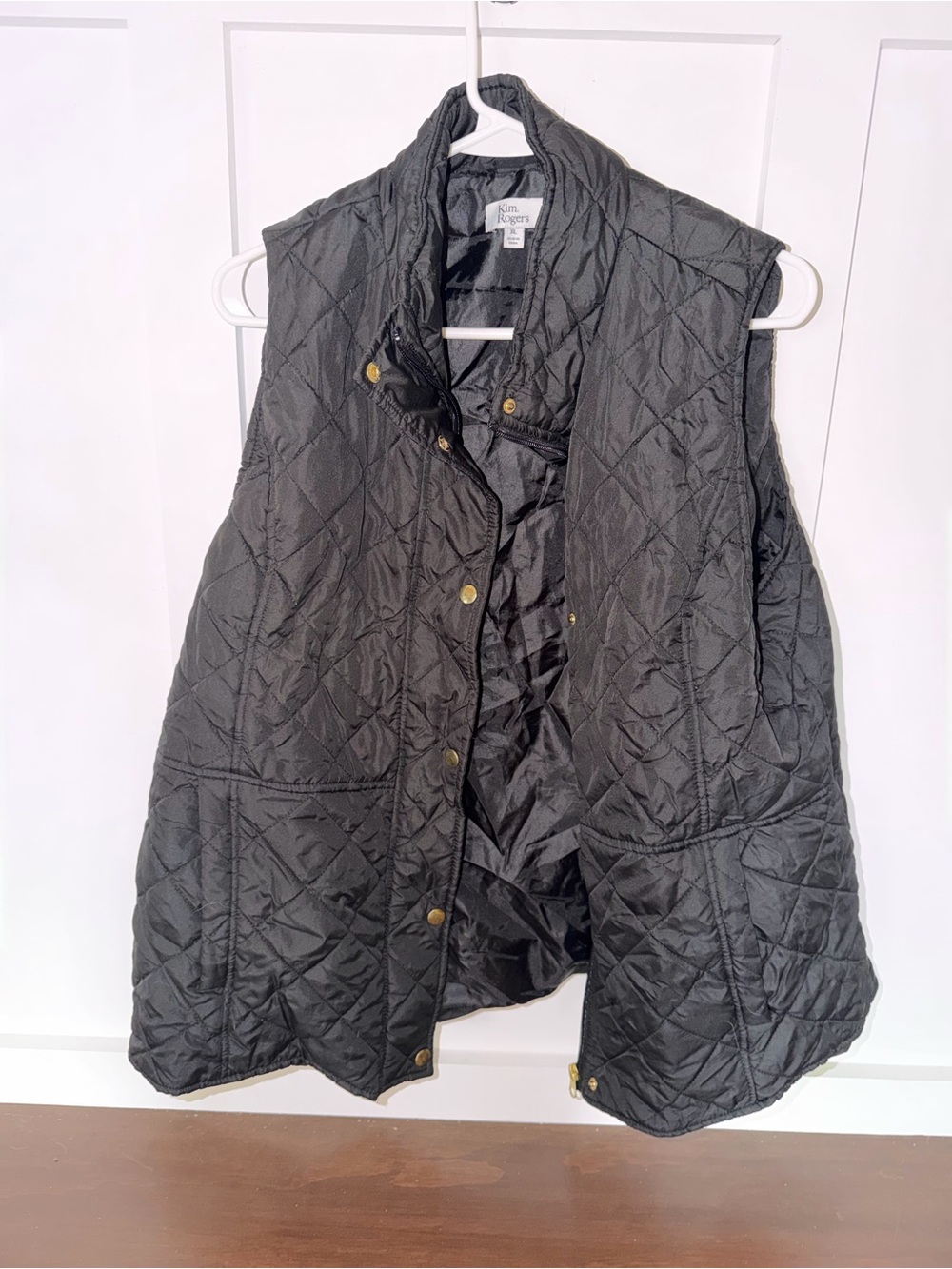 Kim Rogers Quilted Sleeveless Puffer Vest - Black